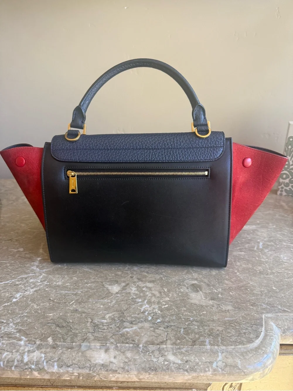 Celine Top Handle Bag in Black, Navy & Red with COA Authentic!!